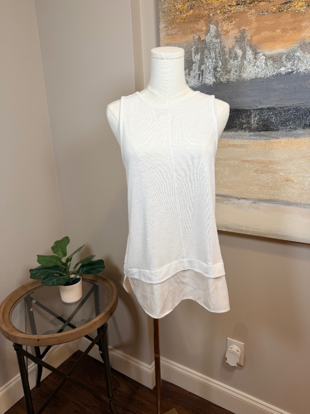 J.Crew White Layered Tank Top (M)